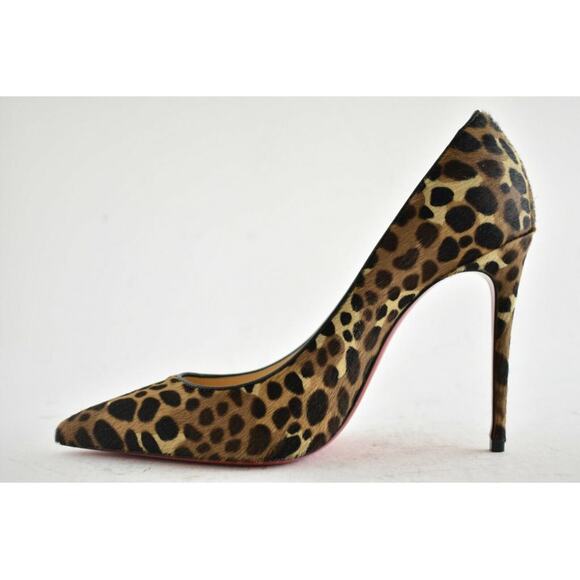 Christian Louboutin Kate 100 Pony Madagascar Leopard Black Brown Heel Pump 40 - Picture 9 of 12